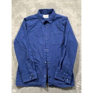 Folk Twill Assembly Barn Chore Jacket Size 4/L Blue Oversized Snaps NWOT